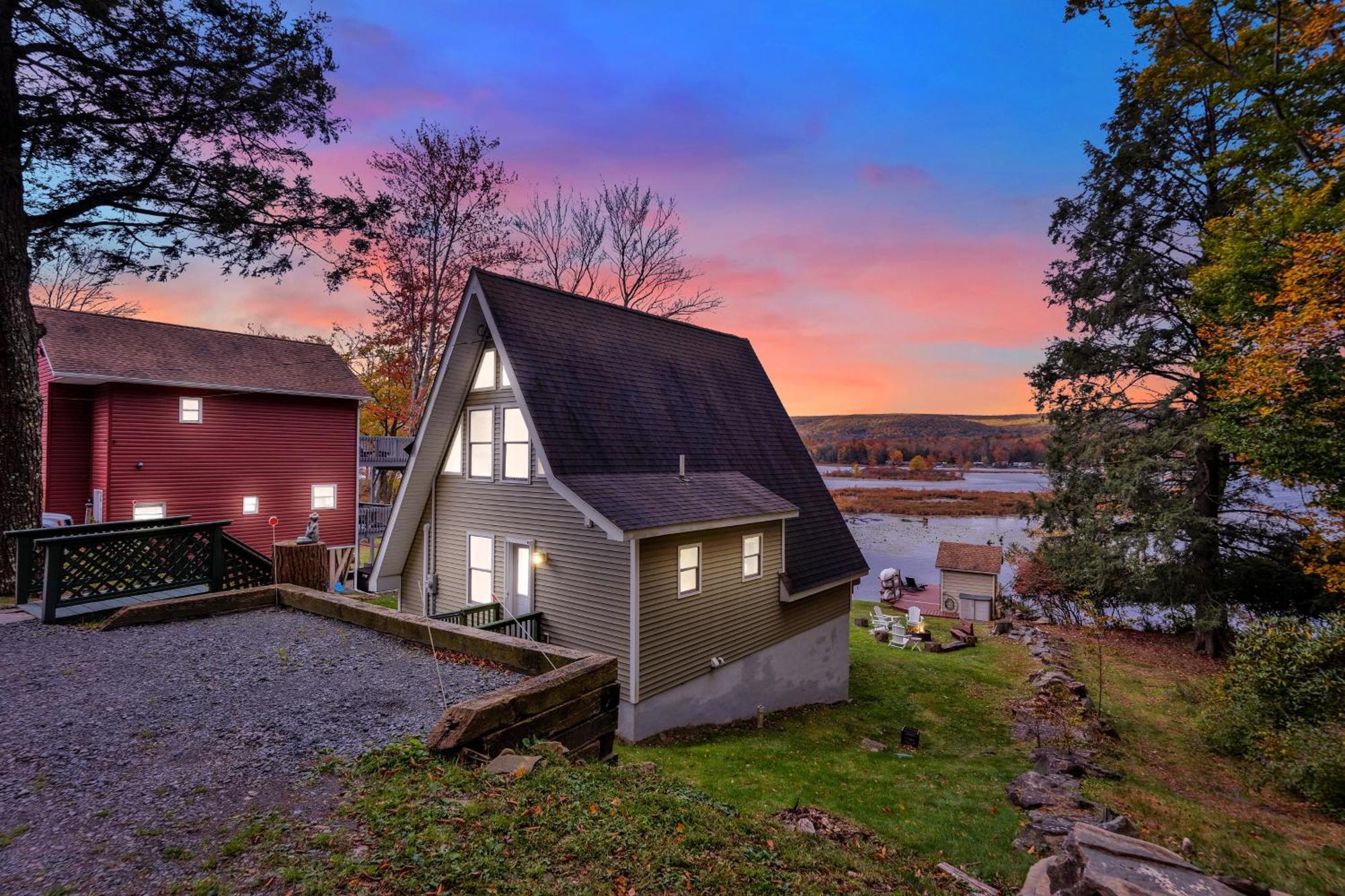 Lakefront A-Frame, Dock, Kayaks, Fire Place Lake Ariel Exteriér fotografie